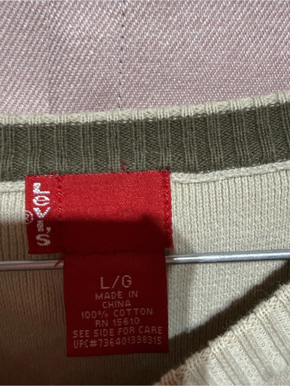 Levis Mens Crewneck Sweater Sage Green Cotton Knit Pullover Large L